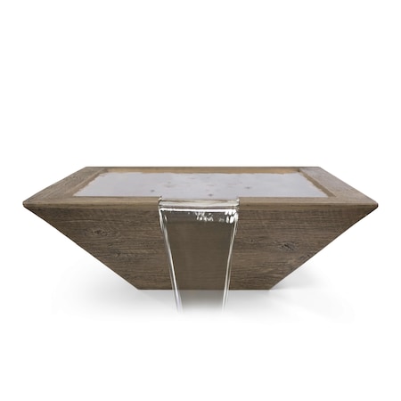 The Outdoor Plus 30 Square Maya Water Bowl - Wood Grain GFRC Concrete - Oak - OPT-30SWGWO-OAK